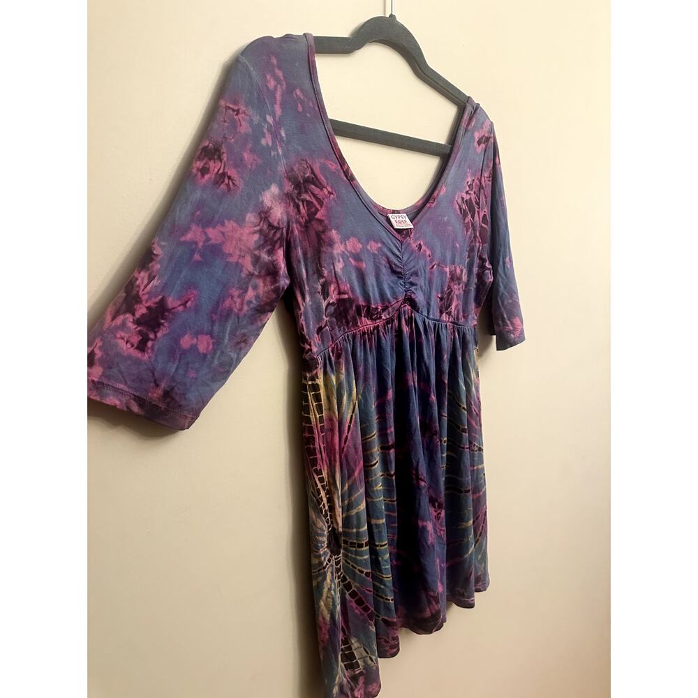 Gypsy Rose Tie-Dye Boho Tunic - Handmade Festival Top” - Picture 2 of 8